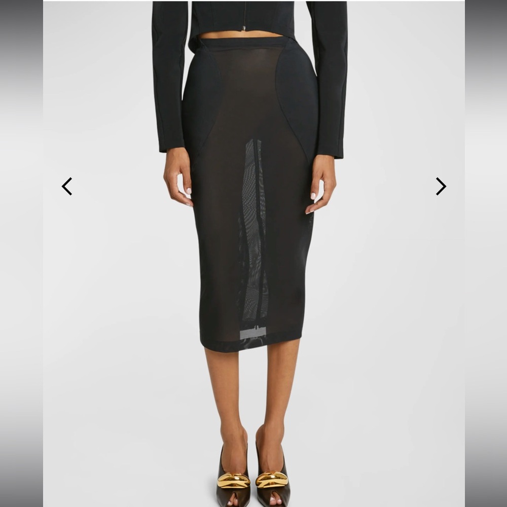 Alaia Skirt Sulpt Pencil Light Stretch Tulle FR40 US8 black NWT
